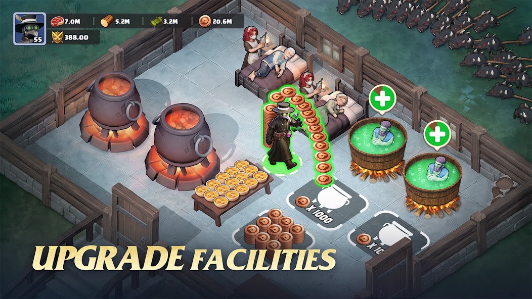 Facility upgrade screen in Last Asylum: Plague